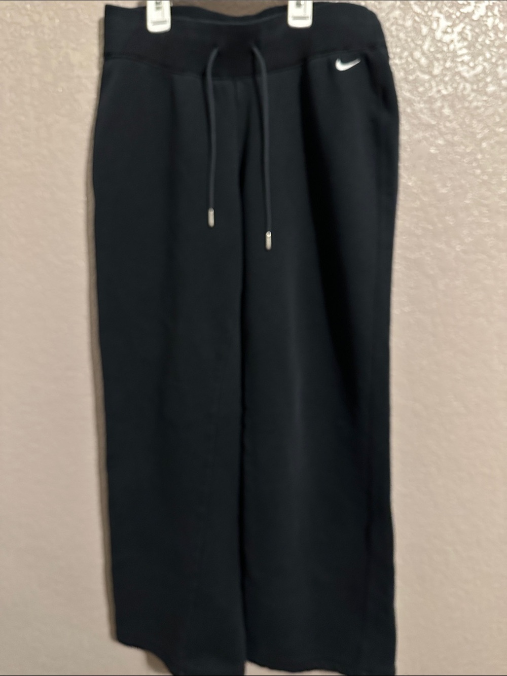 Nike Men’s Black Drawstring Sweatpants with White Swoosh
